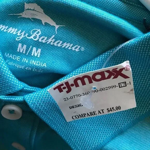 Tommy Bahama turquoise blue golf shirt Men’s SZ Medium New with tags FLAW - Picture 6 of 7